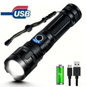 DKTIOP Flashlights, LED Tactical Flashlight, 5 Modes, 100000 Lumens Super Bright,USB Rechargeable, Waterproof Focus Zoomable Camping Lanterns